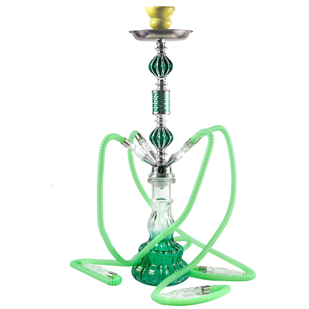 New Four Tubes Shisha Hookah Medium Size Arab Hookah Metal High-End Ktv Bar Glass Hookah Pipe Whole Set