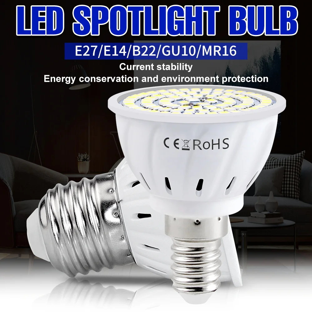 9W LED Bulb E27 Indoor Ceiling Lamps E14 Corn Light 220V Spotlight B22 Bedroom Bedside Nightlight Living Room Kitchen Home Lamp
