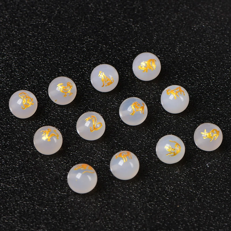 White agate 12 zodiac beads