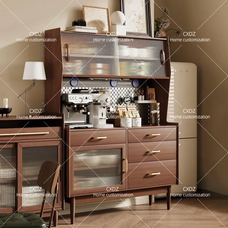 Solid Wood Dining Sideboard Wall Mounted Storage Cabinet Living Room Buffet Server Antique Style Household Kitchen Organizer