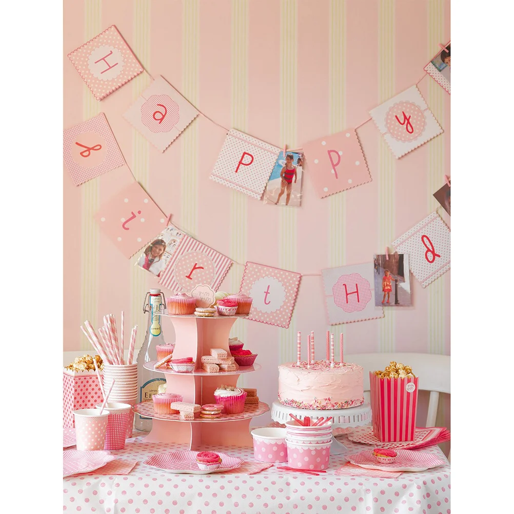 

30Pcs Paper Straws Striped Pink White Environmentally Friendly Drinking Straws Party Table Use Striped Straw Paper Straw