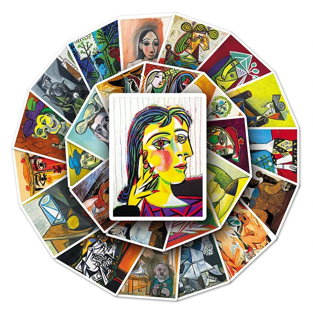50PCS Classic Picasso Abstract Art Painting Stickers Collection Decal DIY Phone Scrapbook Suitcase Laptop Sticker Toy Gift