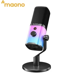 Maono PD100X RGB Gaming Microphone USB/XLR Dynamic Mic with Noise Reduction Mute Headphone Jack Mic for Gaming Streaming Podcast