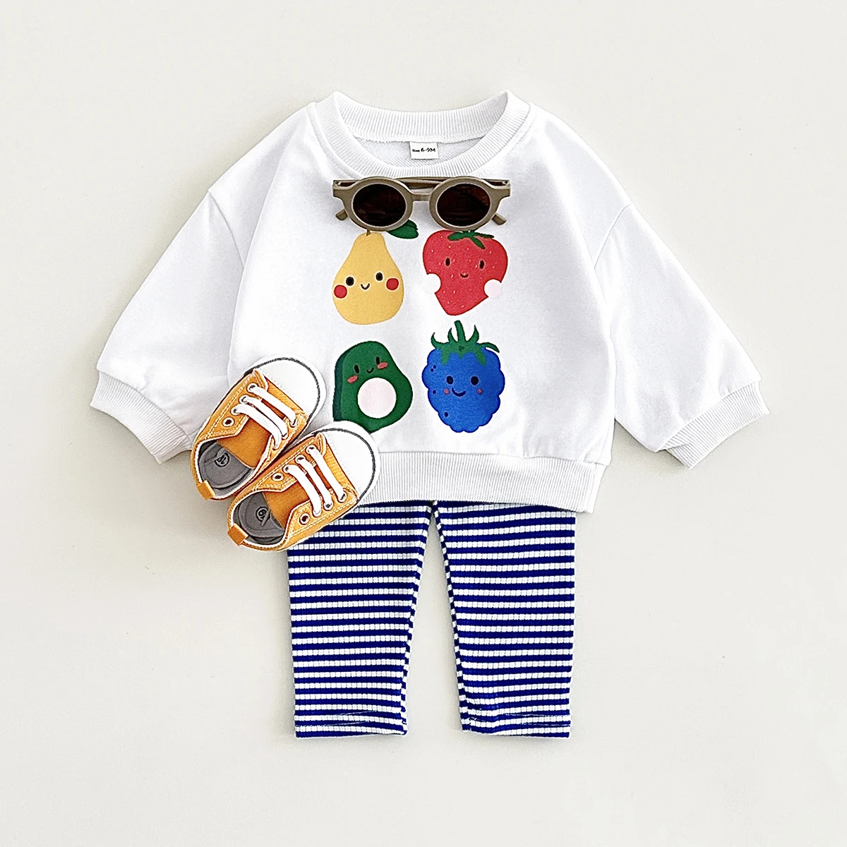 Newborn Baby Clothes Infant Baby Outfit Spring Autumn Fruit Print Long Sleeved Top+Pants Two Piece Set Children 0-3Y Boys Girls