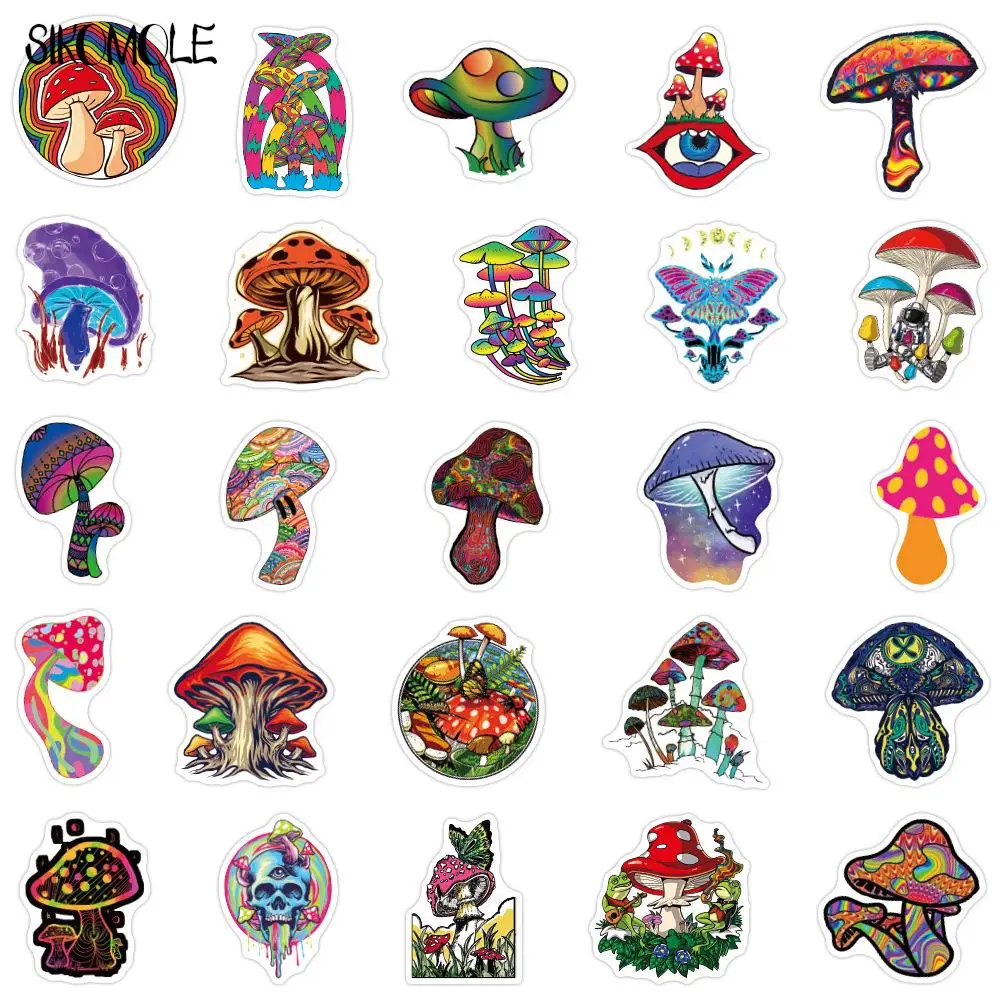 10/30/50PCS Cartoon Psychedelic Mushroom Gaffiti Stickers Cute Magic Plant DIY Toys Car Skateboard Phone Laptop Sticker Decal F5