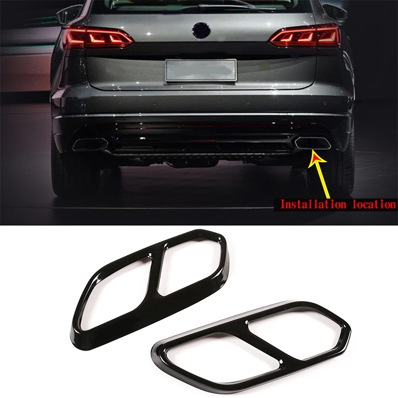 

For Volkswagen VW Touareg 2019-2021 Stainless Steel Car Styling Tail Muffler Exhaust Pipe Output Cover Trim Exterior Accessories