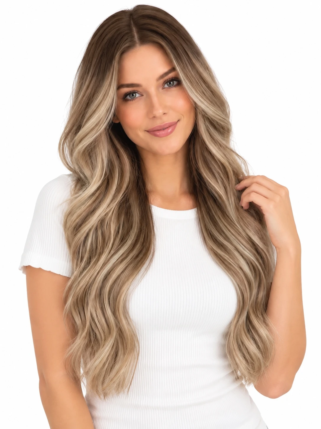 Full Shine Clip on Human Natural Hair Extensions 7 Pcs Double Weft Clip in Remy Straight Hair for Women