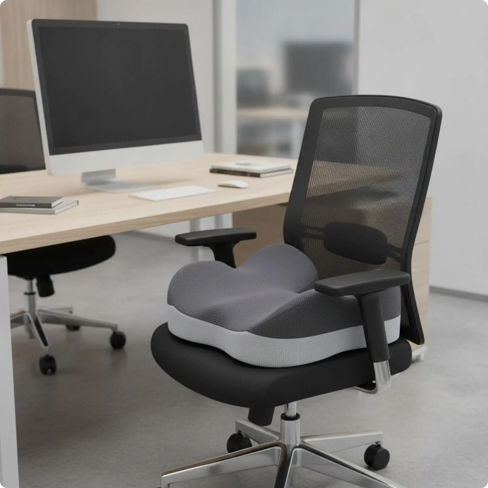 Contoured Seat Cushion Pressure-Relieving Memory Foam Chair Cushion Supportive Seat Pillow for Students, Home Workspace,