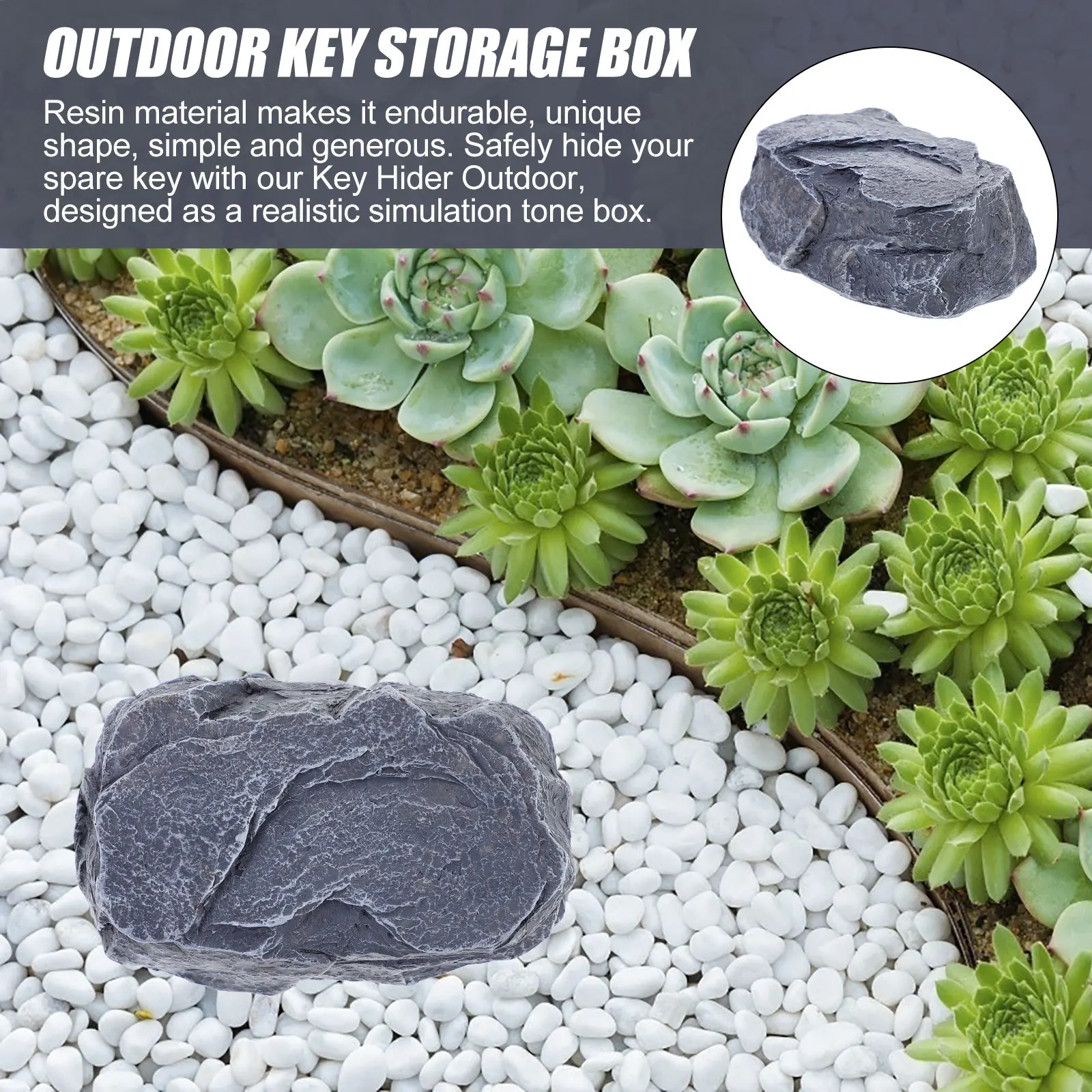 

Fake Keys Hidden Safe Outdoor Hide Holder for outside Grey Simulated Stone Hider