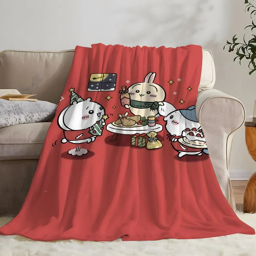 CUTE CARTOON C-Chiikawas Throw Soft Coral Fleece Blanket 310gsm Fluffy Warm Throw for Sofa Bed Couch Bedroom Decor