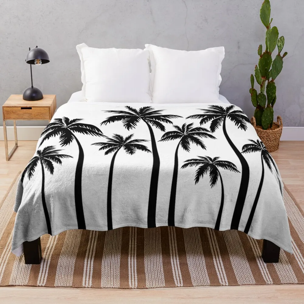 

Black and White Tropical Palm Trees Throw Blanket Beautiful Blankets Soft Plaid Decorative Sofa Blanket