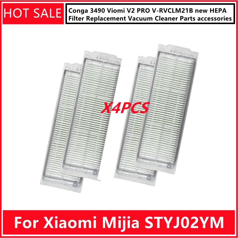 Para xiaomi mijia styj02ym conga 3490 viomi v2 pro V-RVCLM21B novo filtro hepa substituição aspirador de pó peças acessórios