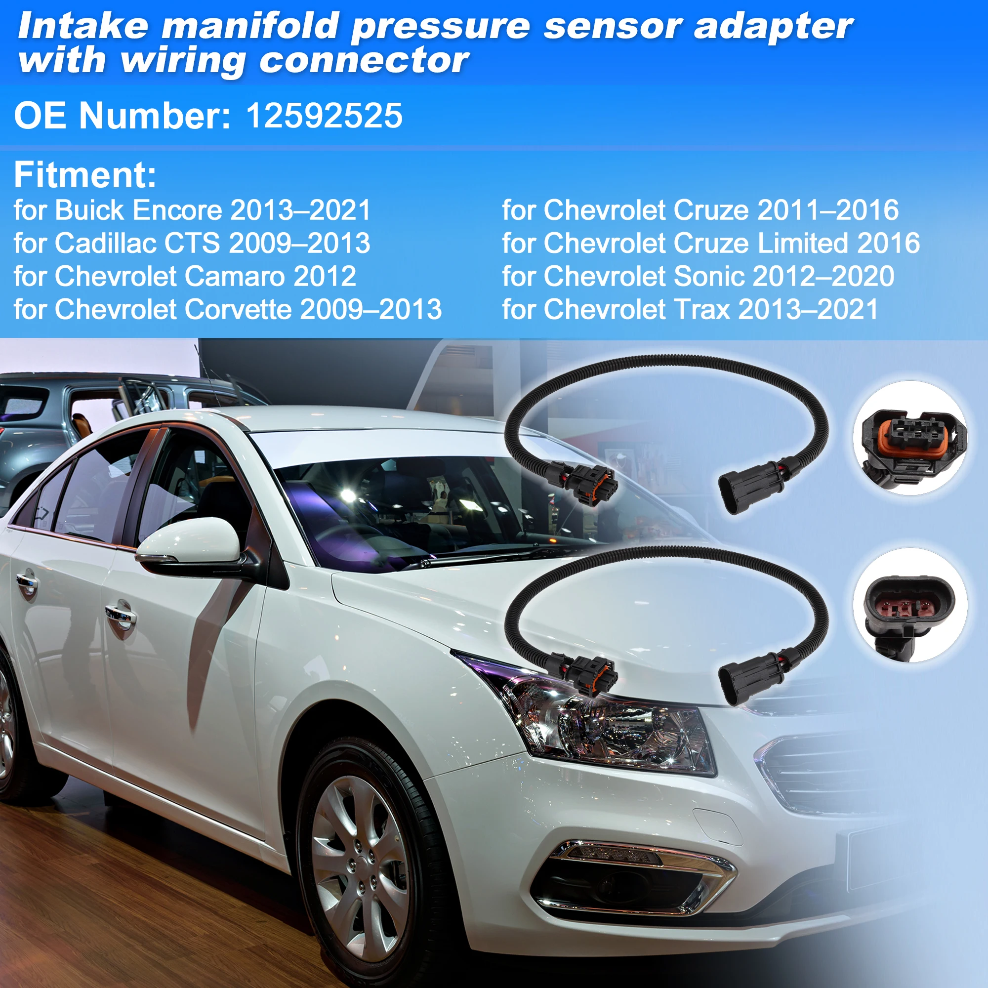 UXCELL For Buick Encore 2013–2021 12592525 MAP Sensor Adapter Harness Connector Pigtail