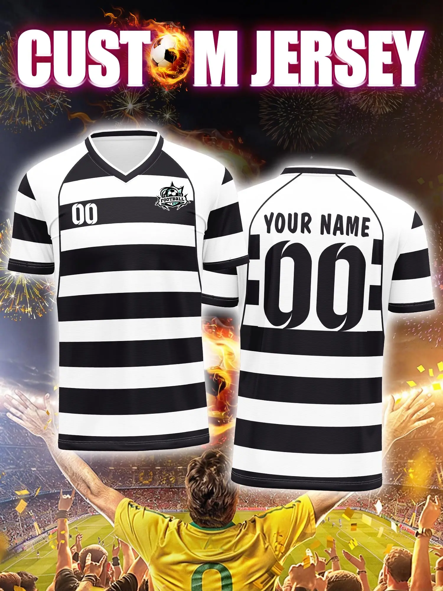 

Футболка для футбола с индивидуальным изображением, номером и именем, комплект для всей семьи, друзей, команды или группы.