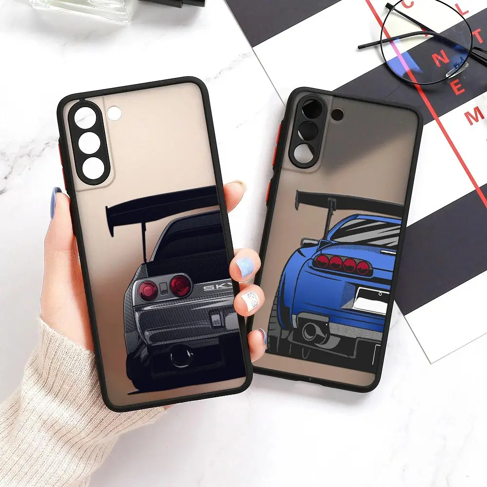 Cartoon Tokyo JDM Drift Sports Car S23 Case For Samsung S24 S22 Ultra Cases Galaxy S23 S21 Plus S20 FE S10Lite Matte Clear Cover