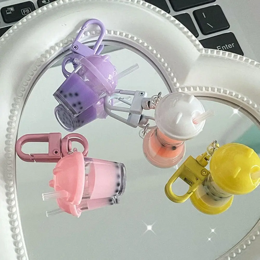 Bag Pendant Mini Pearl Milk Tea Keychain Jewelry Accessories Car Keychains Simulation Food Keychain Friend Gift Charms