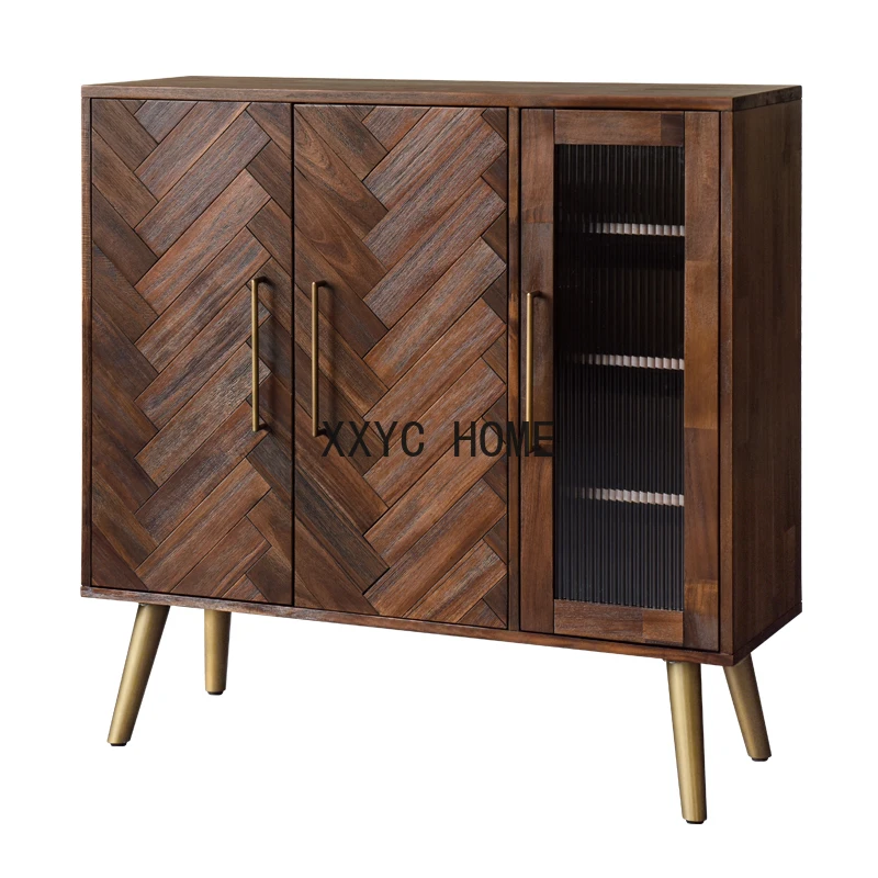 

Solid Wood Shoe Cabinet Retro Nordic Small Apartment Living Room Light Luxury Hallway Storage Cabinet