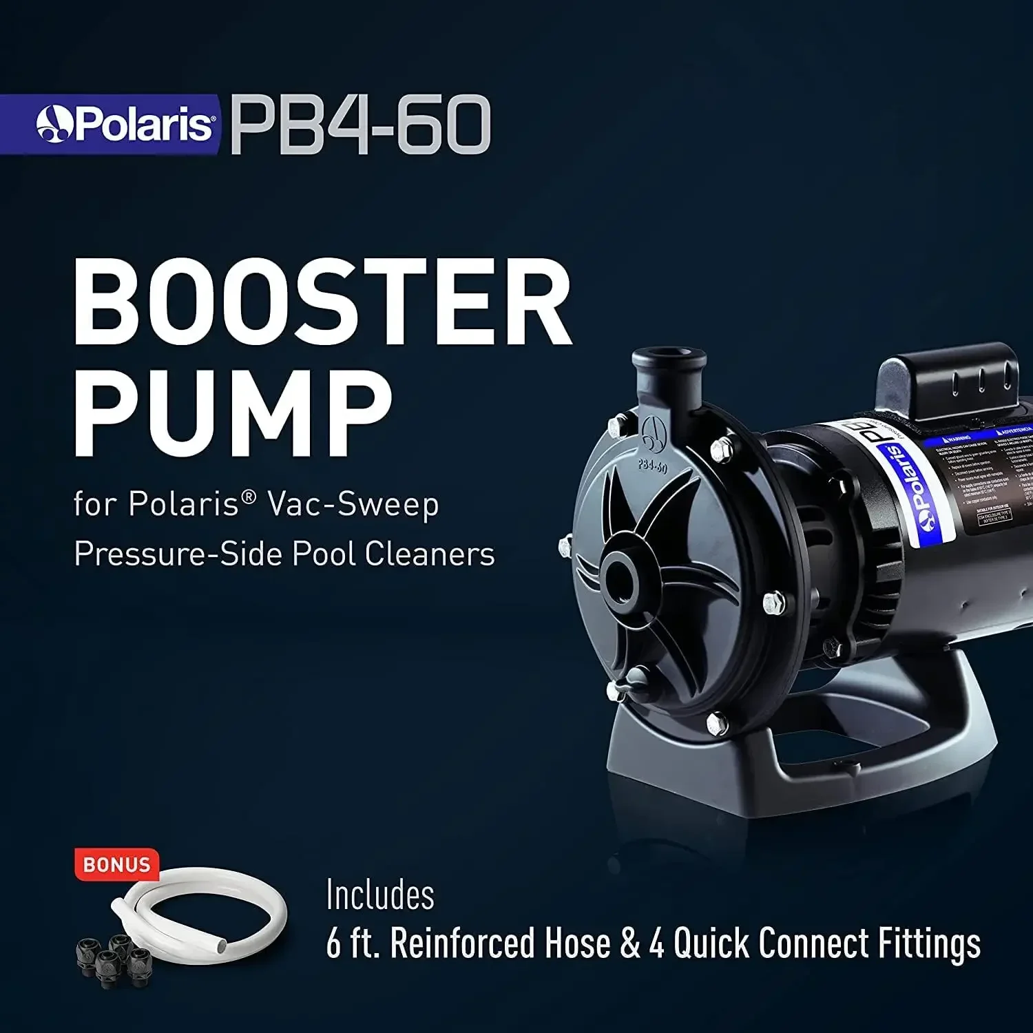 PB4-60 OEM Booster Pump 3/4 HP for Pressure Pool Cleaners Comes with Polaris Softtube and Quick Connect Fittings