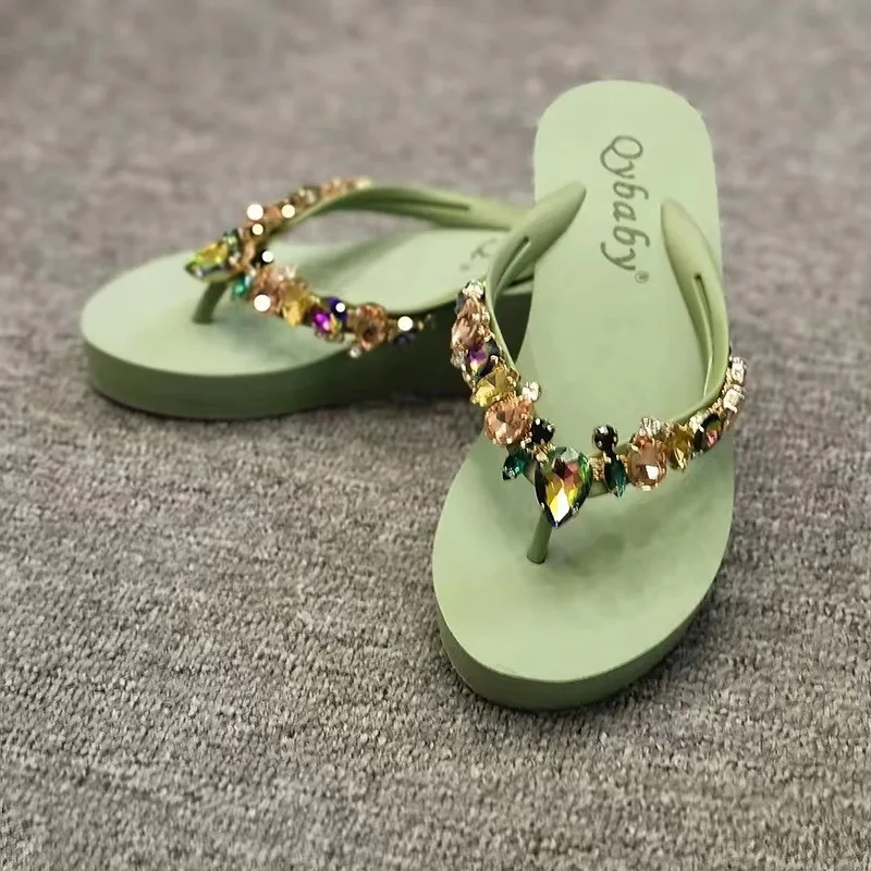 Fashion Women Summer sexy Slippers Rhinestones Decoration Sandals Outside Non-Slip Slides Flip Flop Casual Indoor Shoes Female