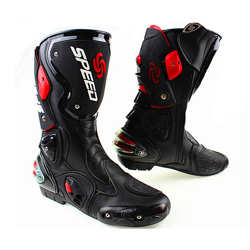 

Microfiber Leather Motorcycle Boots Men's SPEED Racing Dirt Bike Boots Knee-high Motocross Boots Riding Motorboats