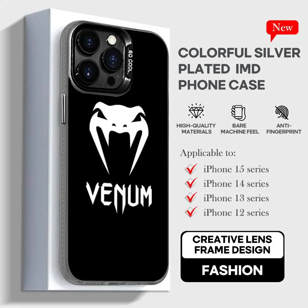 V-venumS Phone Case black IMD Colorful Phone Case Silver Cover Suitable for Apple iPhone 15 14 13 12 11 XS Pro Max