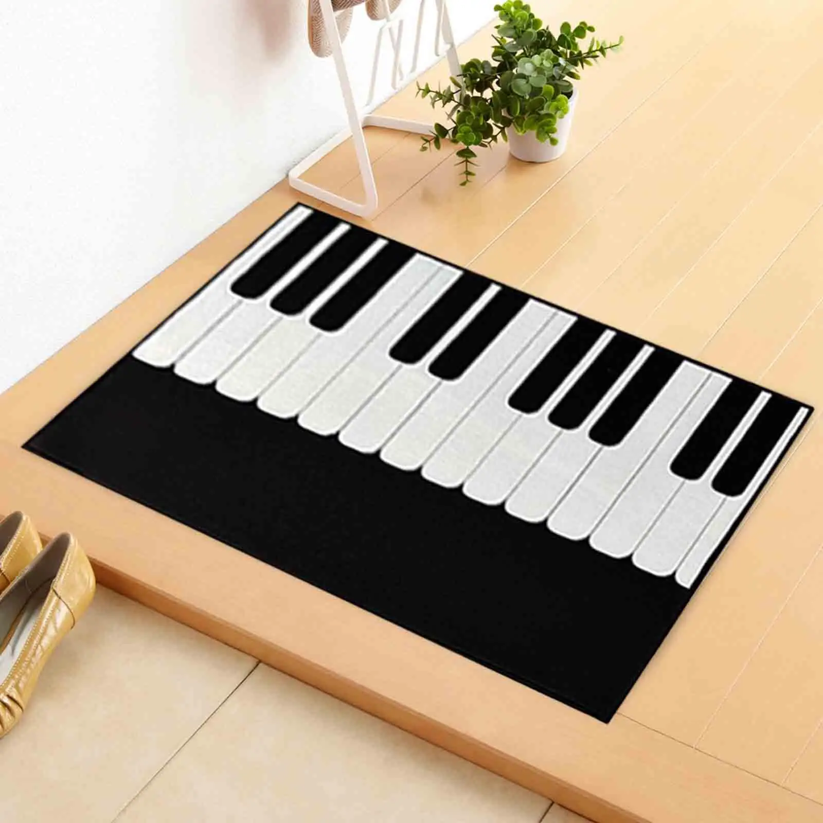 Piano Keys Door Mat Home Decor Gift Front Door Mat Entry Rug Musical Instrument Carpet for Living Room Kitchen Outdoor Bedroom