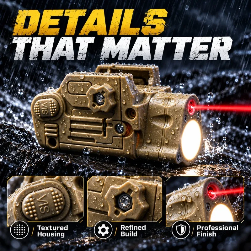 Weatherproof 2-in-1 LED Model Light, Red Beam Indicator for 20mm Rail Hobby Model