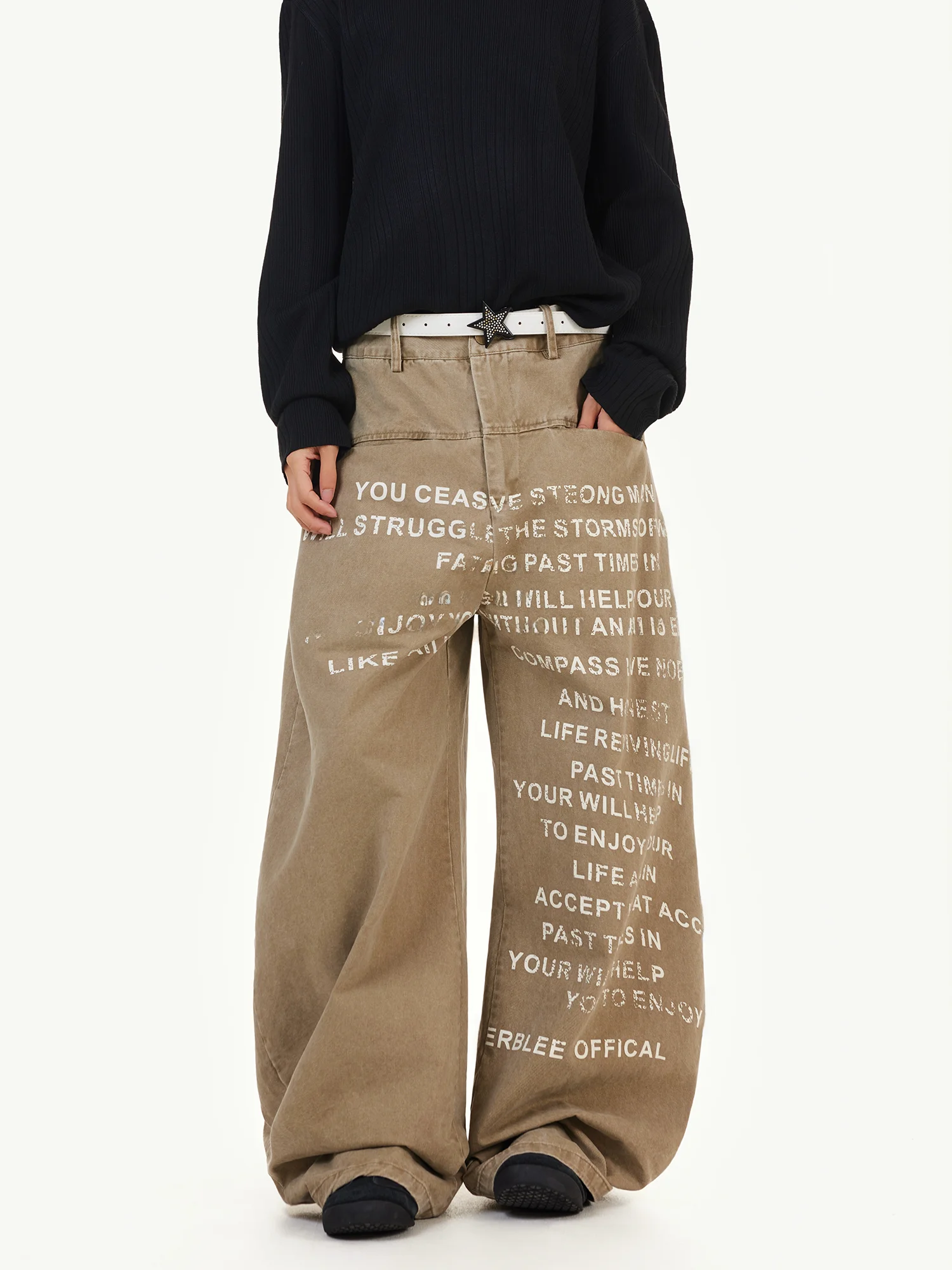 

Модные брюки в стиле Харадзюку с буквенным принтом, свободные прямые брюки с широкими штанинами для мужчин и женщин, осенняя новинка, в американском ретро-стиле...