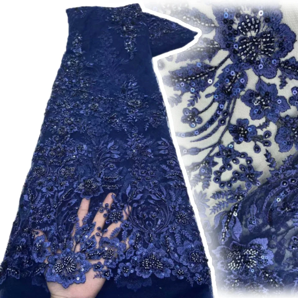 

Handmade Embroidery Net Lace Beads for Women, Light Luxury and Exquisite, New Fashion Design Fabric Wedding Party Dresses TP1301