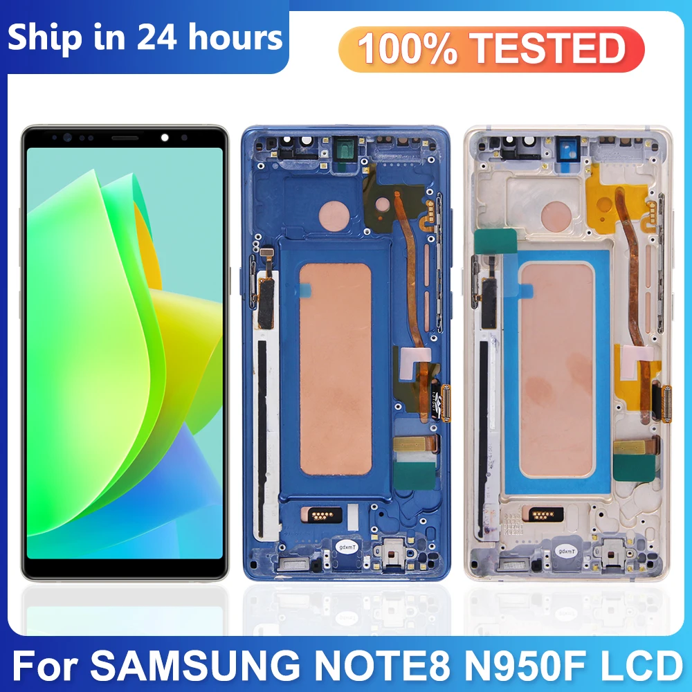 OLED TFT For Samsung Galaxy Note 8 N950 N950F N9500 LCD Display Touch Screen Digitizer Assembly Replacement Parts with Frame.