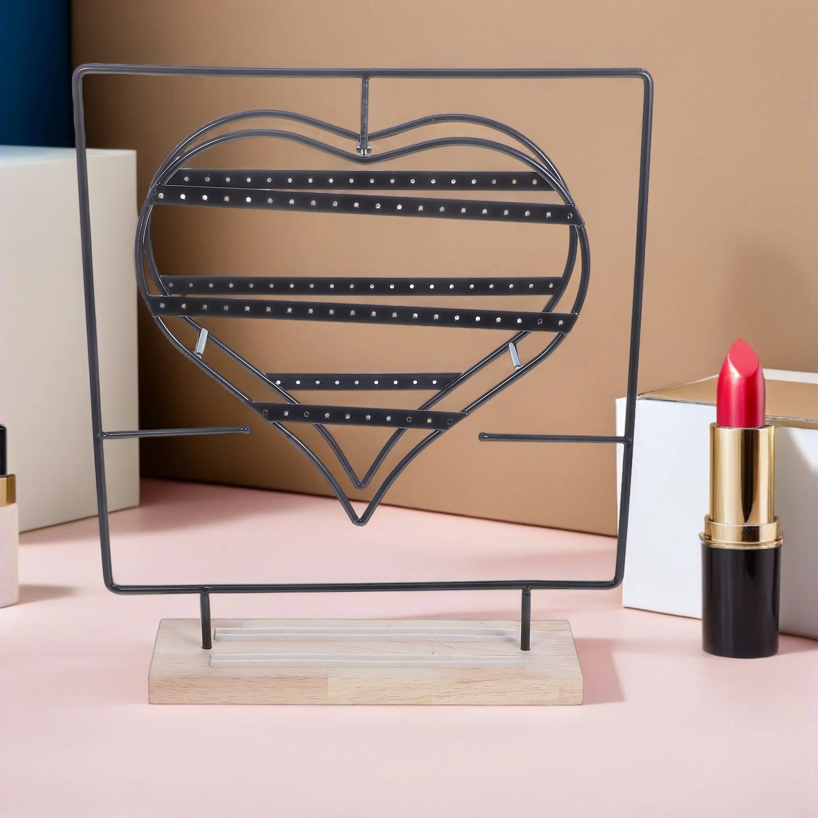 Black 360 Rotating Jewelry Stand Metal Earring Display Organizer for Shops and Boutiques Rotary Jewelry Display