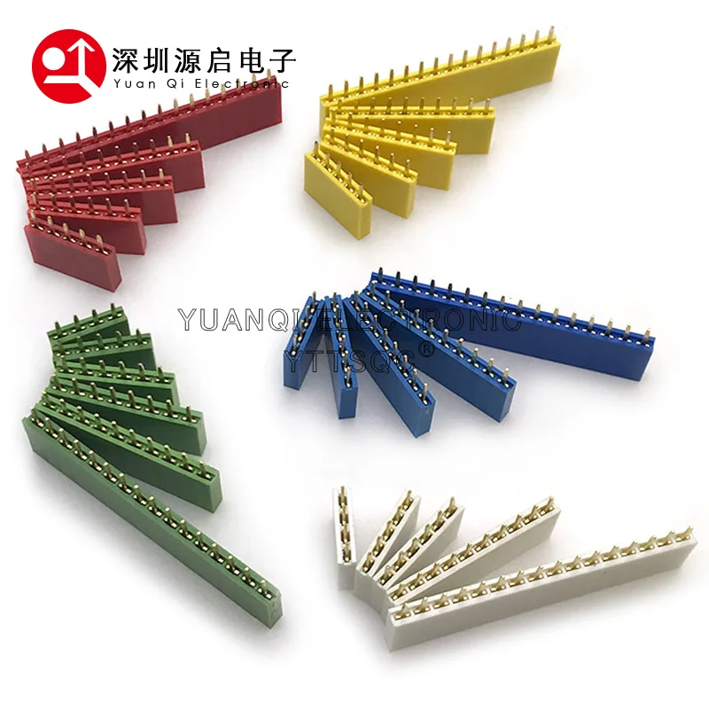 2.54mm Single Row Female PCB Board Pin Header Connector Strip Pinheader 2/3/4/5/6/8/10/16/40p 1 pin Colourful Socket For Arduino