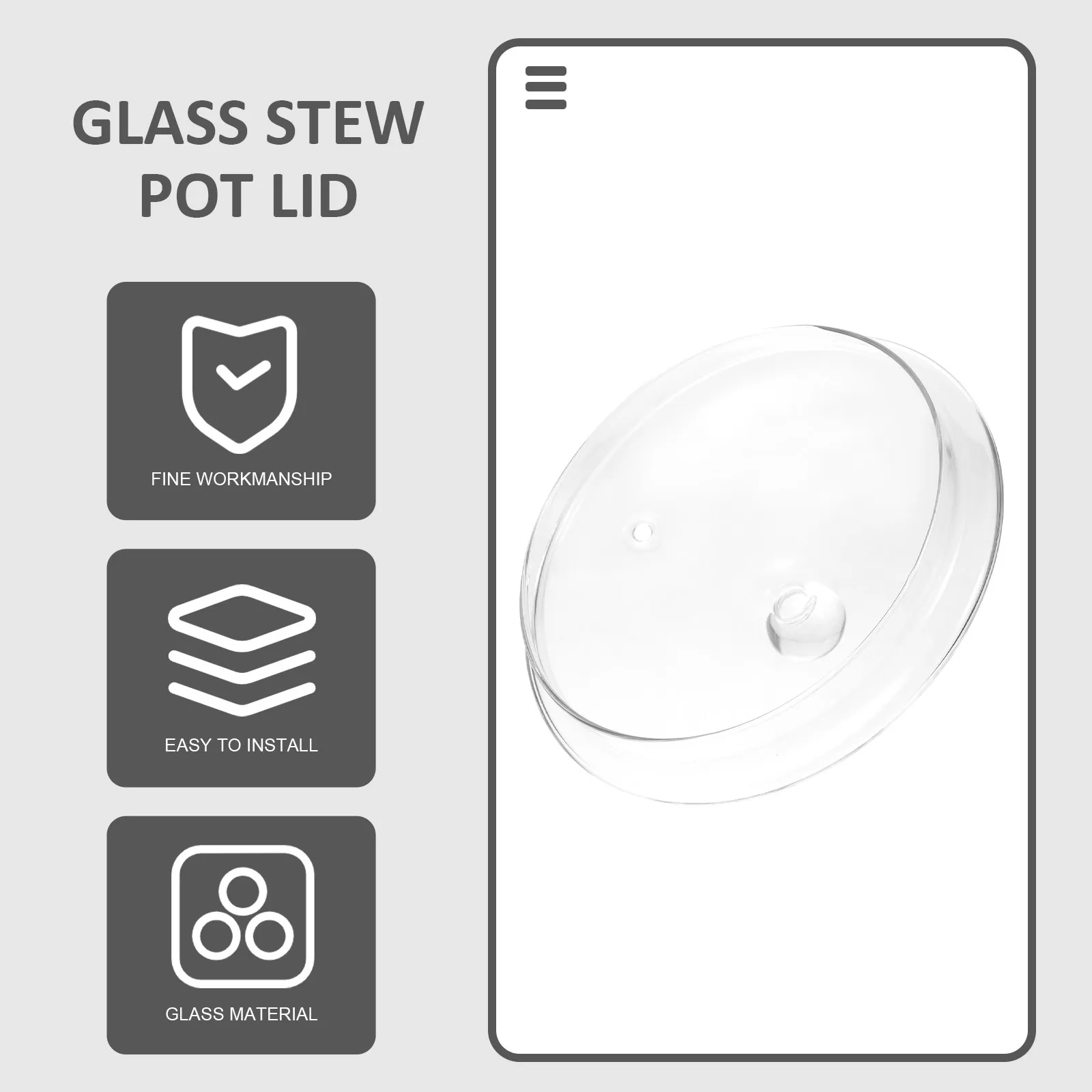 Glass Stockpot Lid Heat Resistant Clear Cover Knob for 1.9L Stew Pot Ideal for Simmering Ramen Soup Cooking Glass Stockpot Lid