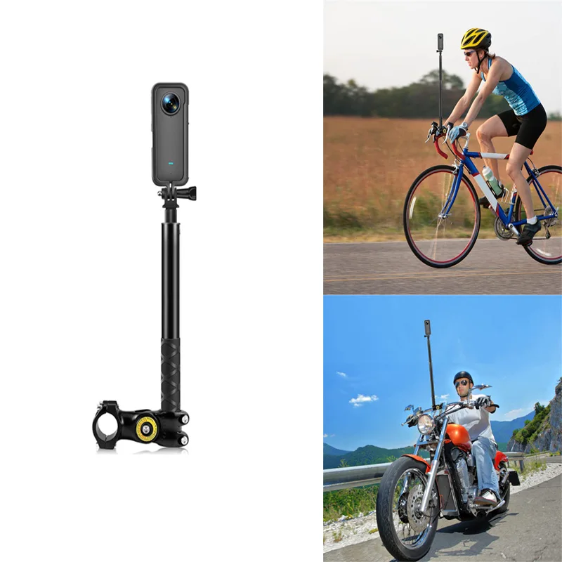 Motorcycle Bicycle Monopod Mount Selfie Stick Handlebar Bracket for Insta360 X4 X3 X2 GoPro 12 11 10 9 8 SJCAM Camera Accessory