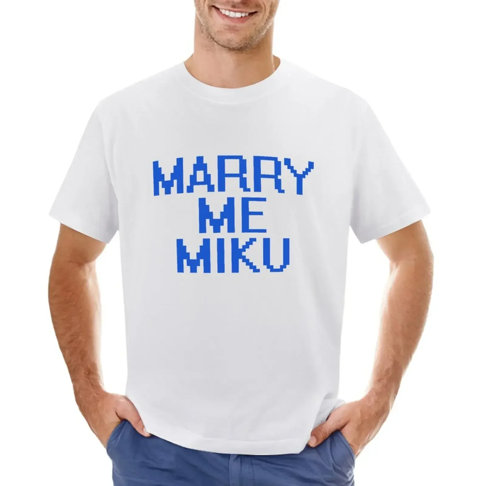 new edition oversized Men's cotton t-shirt Marry me Miku T-shirt vintage tenacious d T-shirt manga vintage anime clothes fashion