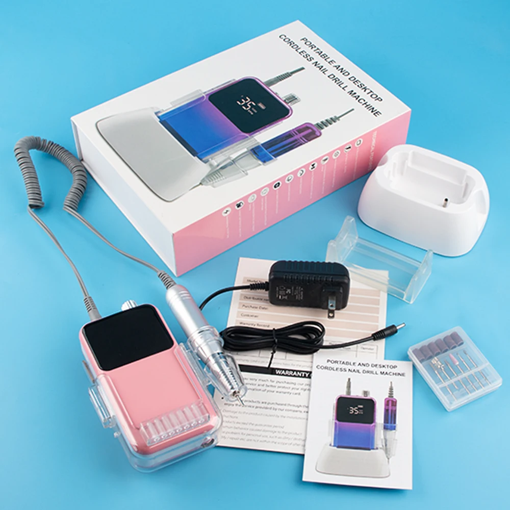 Argento 35K ricaricabile elettrico ad alta velocità trapano per unghie 85w accessori per unghie per lucidare professionisti manicure levigatrice per unghie