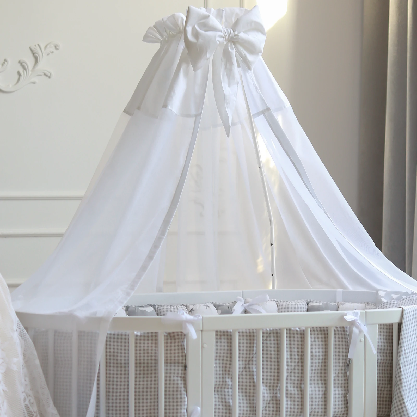 

1 Set Baby Crib Canopy Holder Metal Mosquito Net Stand Sturdy Safe For Newborn Strong Support Crib Cradles Gift Baby Shower