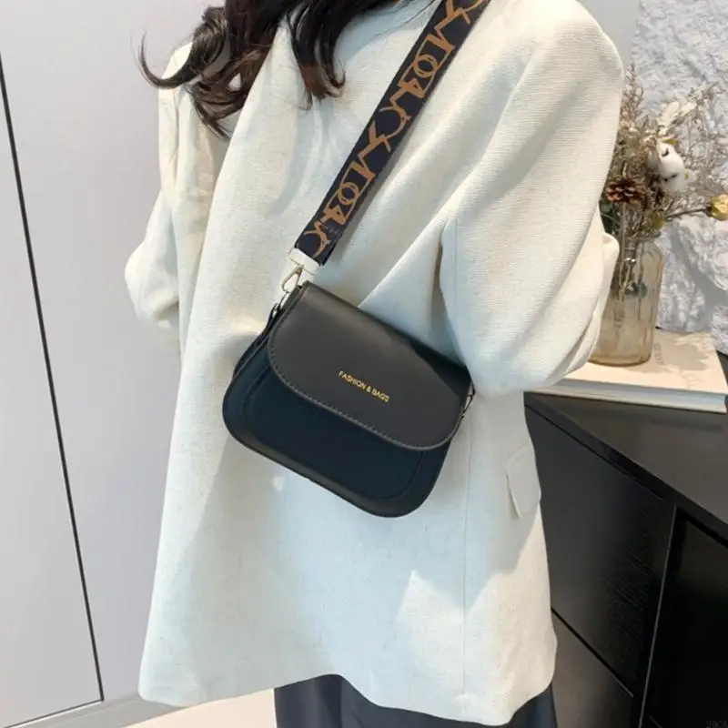 

Elegant Small Square Crossbody Bag with Stylish Cover Fashionable PU Leather Shoulder Purse Wallet with Wide Strap 20CA