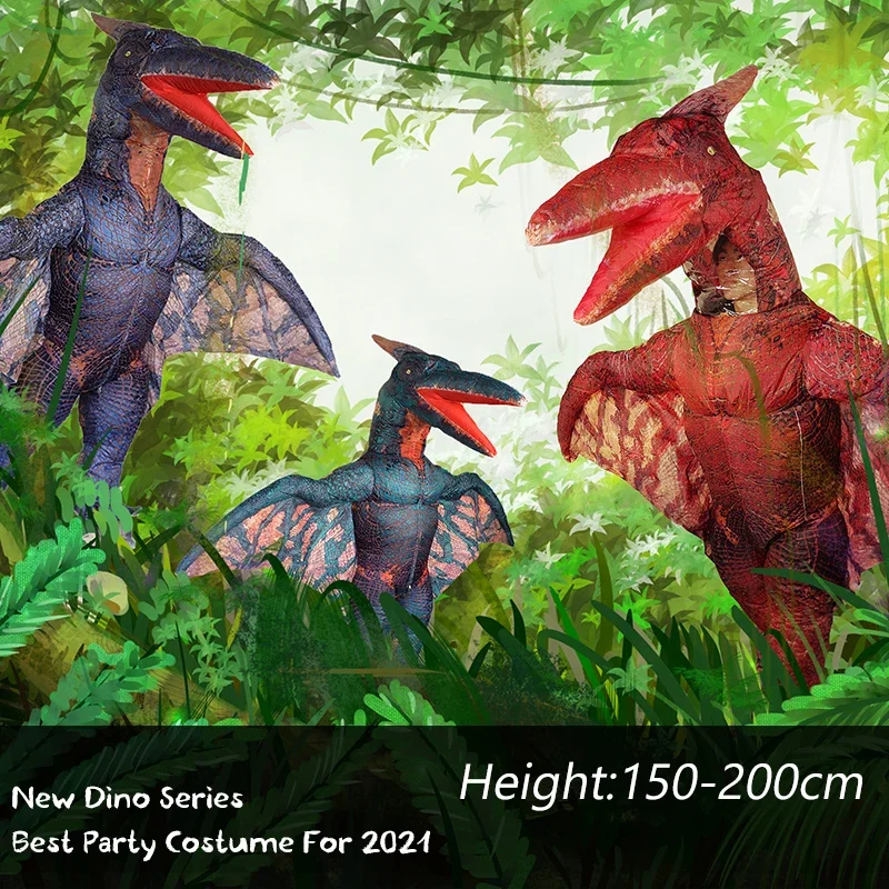 Adult Pterosa Dinosaur Inflatable Costume Halloween Cosplay Pterosaur Spinosaurus Costume Trex Dragon Velociraptor Blow Up Dress