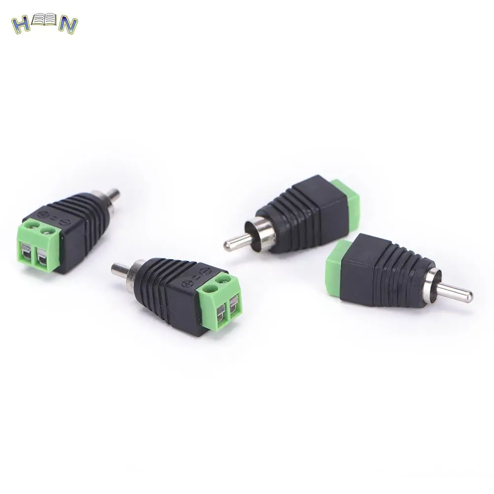 4pcs/lot CCTV Phono RCA Male Plug TO AV Terminal Connector Video AV Speaker Wire cable to Audio Male RCA Connector Adapter