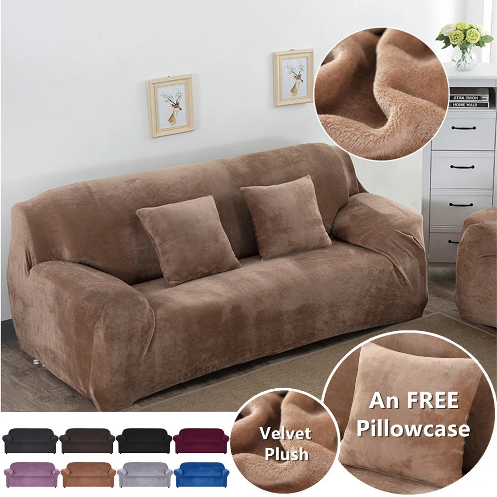 

Velvet Sofa Cover Thick Elastic 1/2/3/4 Seater Sofa Cover for Living Room Velvet Plush L Shaped Corner Slipcover Couch Cover