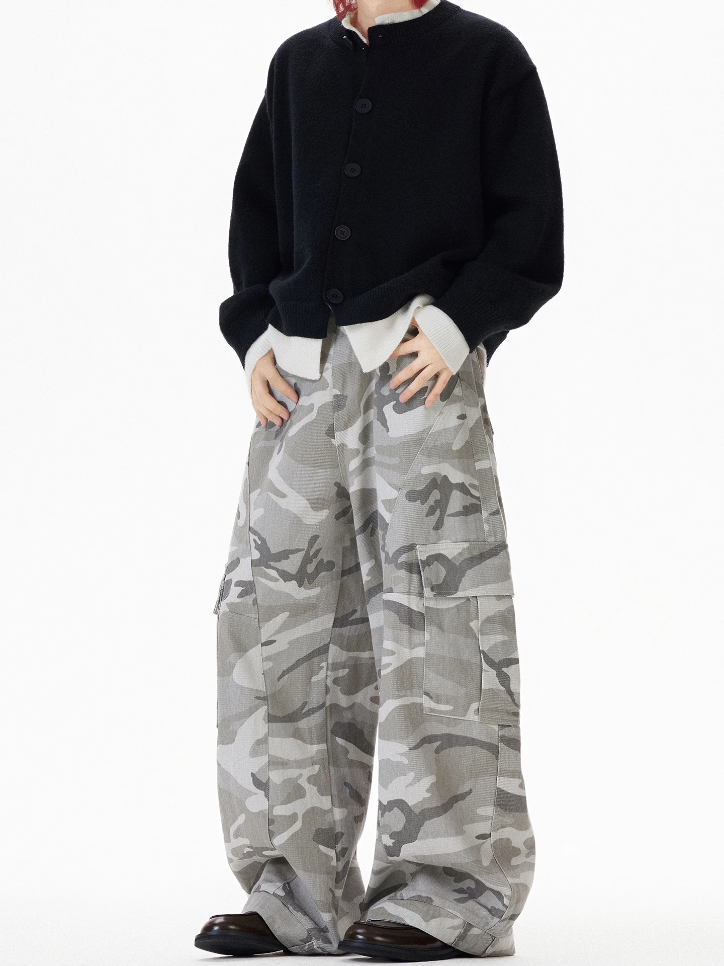 

Американские камуфляжные рабочие брюки с завышенной талией, мужские свободные широкие повседневные брюки, модный ретро-бренд, несколько кетов