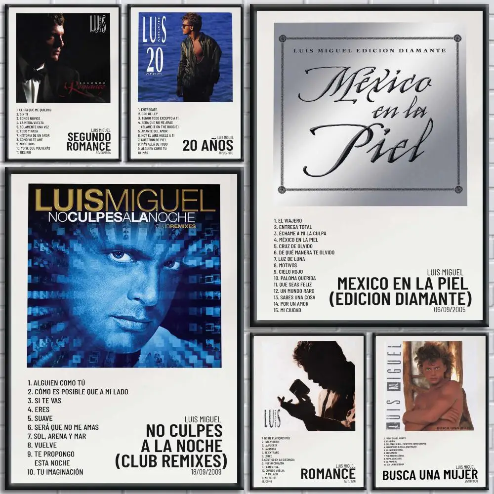 Póster de Lienzo Moderno con Caligrafía del Legendario Cantante L-Luis M-Miguel, Decoración Estética para Habitación, Dormitorio, Cafetería, Regalo