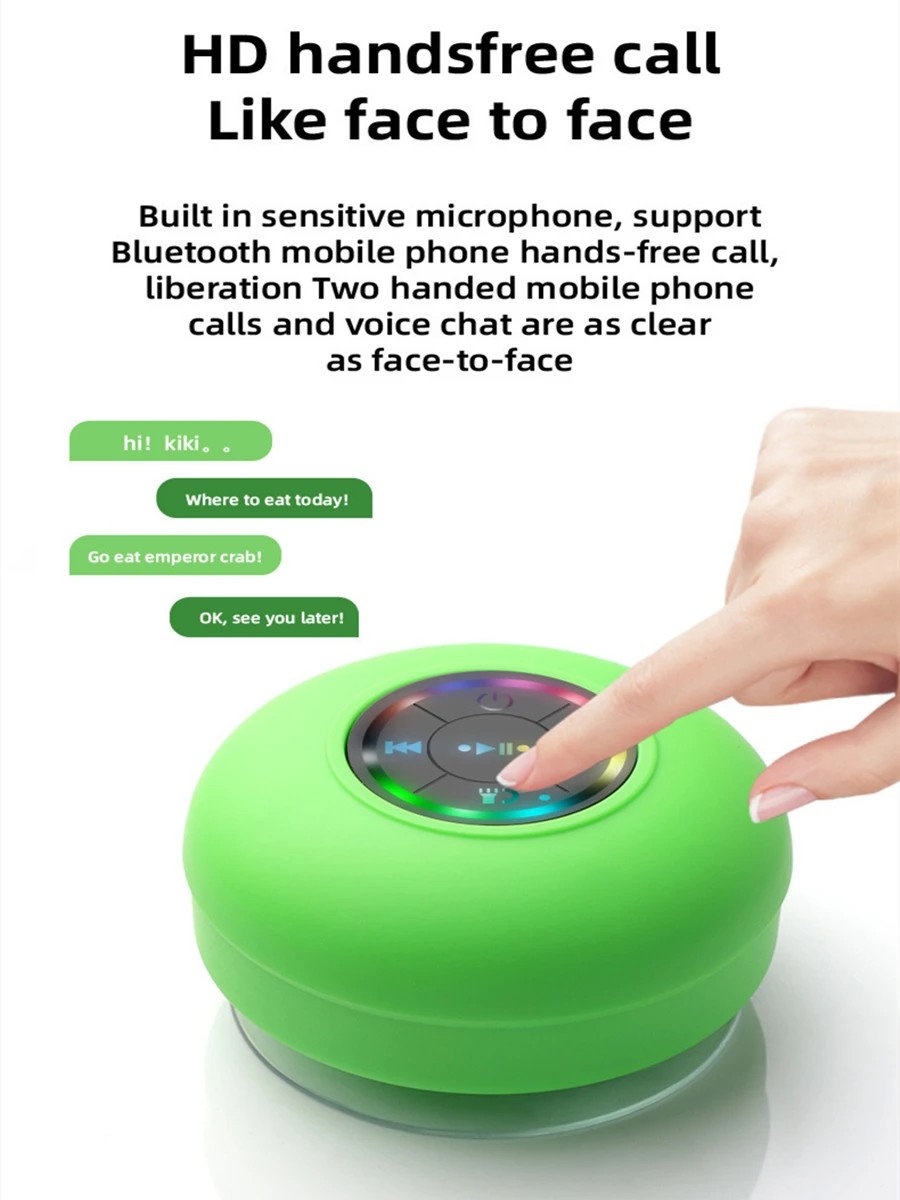 LED IPX4 Waterproof Wireless Bluetooth Speaker Mini Portable Loudspeaker Outdoor Bathroom Large Suction Cup Stereo Speakers Box image 4