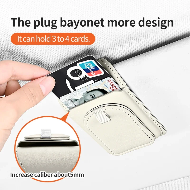 Magnetic Car Sun Visor Sunglasses Holder PU Leather Auto Glasses Storage Box Back Clip Card Organizer Car Interior Accessories