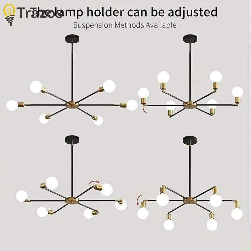 American Vintage Chandelier Clothing Store Bar Restaurant Living Room 6 Simple Creative Loft Personality Iron Ceiling Light