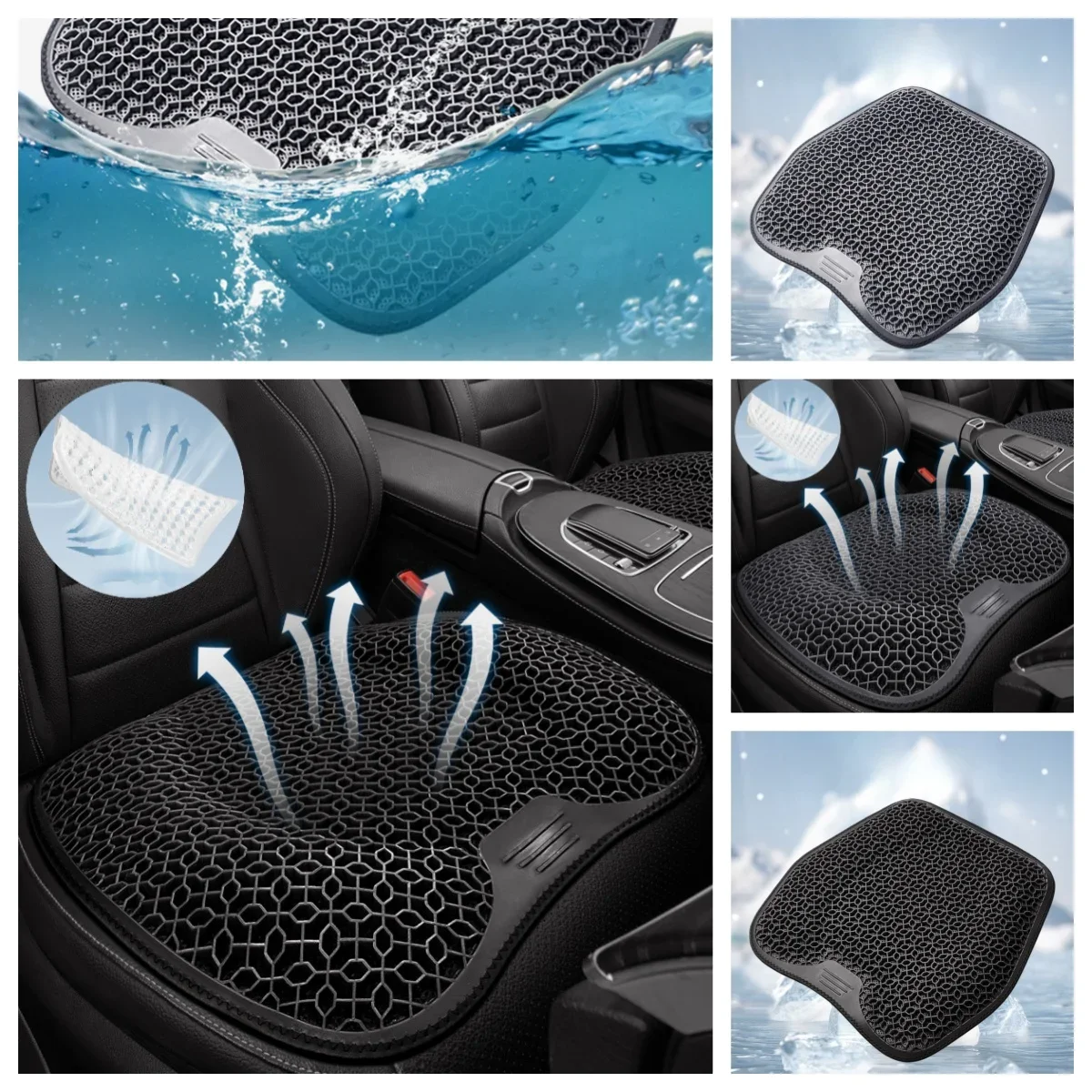 

Car Seat Cushion Car Gel Cooling Seat Cushion 3D Gel Honeycomb Cool Ice Silk Car Home Chair Cushion Summer universal