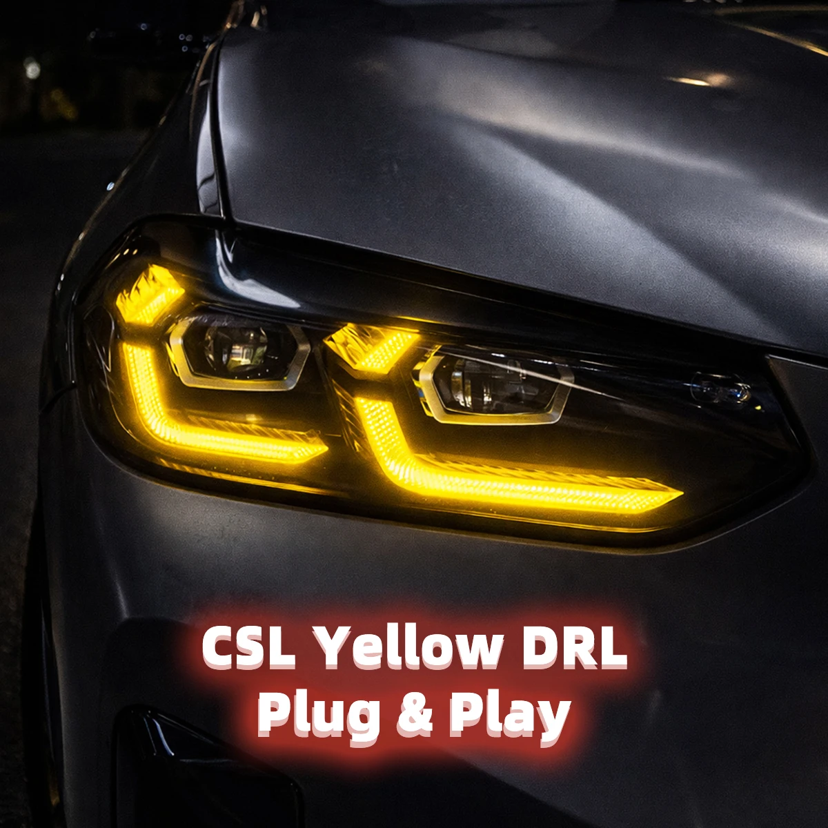 CSL Yellow LED DRL Module For BMW X3 X3M X4 X4M G01 G02 F97 F98 2022-2024 Plug and Play Daytime Running Light