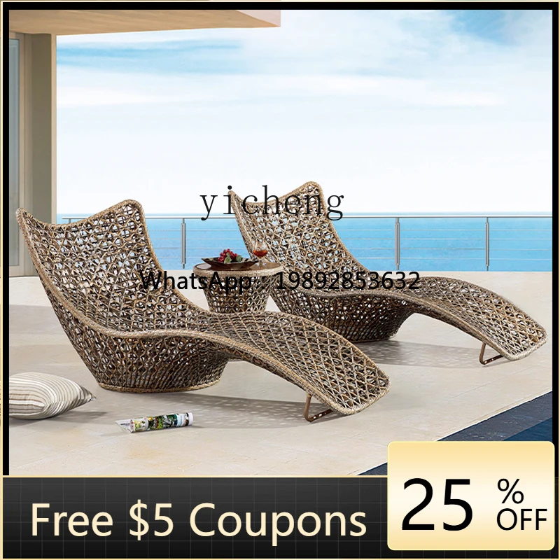 

1 outdoor bed leisure courtyard outdoor balcony lounger rattan beach lounger