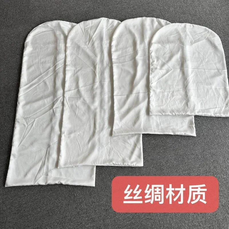 

Белый шелковый атласный чехол для пальто | Премиальный пылезащитный чехол из ацетатной ткани на молнии, дышащий и мягкий органайзер для шкафа